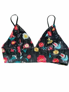 Forever 21 Black Floral Sequin Bralette